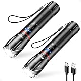 Blukar LED Taschenlampe Aufladbar, [2 Stück] 2000 Lumen Extrem Helle Zoombare...