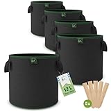 TTL Garden 5X 12L Pflanzsack aus Vlies Stoff - Stofftopf 5er Set 12 Liter...