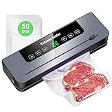 Vakuumiergerät, 7 in 1 Vakuumierer für Lebensmittel mit 50 Vakuumierbeutel,...