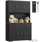 HOCSOK Küchenschrank 105x180 cm (BxH), Buffetschrank Schwarz, Sideboard mit...