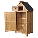 Wiltec Gartenhaus schmal aus Fichtenholz mit Bitumendach 770x540x1370mm für...