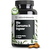 natural elements Bio Curcuma & Ingwer – 180 Kapseln – Bio Kurkuma, Bio...