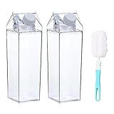 QISF 2 Stück Klare Wasserflasche - 1000ML Milchkarton Wasserflasche，...