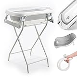 Faltbare Babywanne mit Gestell – XXL Baby Badewanne mit Ständer, Thermometer...