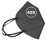 TBOC FFP2 Masken - [Packung 40 Einheiten] Einwegmasken [Schwarz] 5 Schichten...