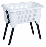 Spetebo Mobiler Wäschekorb mit ausklappbaren Standfüßen - Farbe: weiß