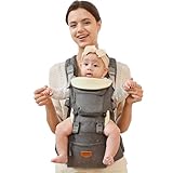 SUNVENO Babytrage Ergonomisch，Baby Carrier mit Abnehmbarer Kapuze, Hüftsitz...