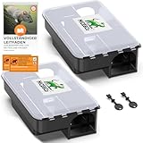 Mice&Co 2X Profi Rattenfalle – Rattenköderbox mit Schlüssel & Warnaufklebern...
