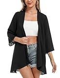 Irevial Damen Chiffon Kimono Cardigan 3/4 Arm Bikini Cover Up Leichte Strand...