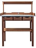mgc24® Pflanztisch mit verzinkter Arbeitsplatte - 78x38x112cm aus Kiefernholz...
