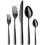 Targzier Schwarz Besteck Set 6 Personen, 30-teilig Edelstahl Besteck Schwarz,...