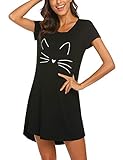 MAXMODA Damen Nachthemd Baumwolle Gemütlich Nachthemd Kurzarm Sleepshirt...