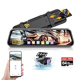 4K Rückfahrkamera Spiegel【WiFi】 10 Zoll IPS Touchscreen Dashcam Auto Vorne...