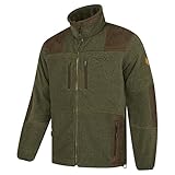 Hubertus Herren Fleece Jagdjacke mit Besätzen an Schultern und Ellenbogen Oliv...