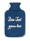 Personalisierte Öko Wärmflasche mit Bezug, 1.8 Liter mit feinem Strickbezug...