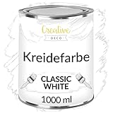 Creative Deco Weiß Kreidefarbe für Möbel 1000 ml | Möbellack, Möbelfarbe |...