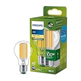 Philips LED Classic ultraeffiziente E27 Lampe (100 W), LED Lampe mit warmweißem...