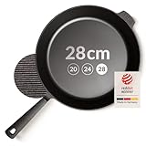 STUR® - ORIGINAL Gusseisenpfanne Induktion 28 cm - Cast Iron Pan für alle...