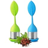 COM-FOUR® 2x Tee-Ei aus rostfreiem Edelstahl und Silikon - Teesieb mit Deckel...