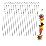 Grillspieße Schaschlikspieße Edelstahl 20 Stk 30cm Metallspieße für...