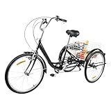ACROSSPART Dreirad Fahrrad Trike Cruise Bike Schwarzes Dreirad mit Rutschfesten...