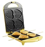 Bestron Waffeleisen für Herzwaffeln am Stiel, Waffelmaker mit...