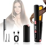 Mini Glätteisen Kabellos, 2 IN 1 Glätteisen Locken und Glätten, Kabelloses...