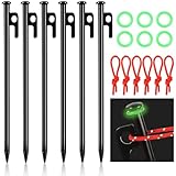 6 Stück Zeltheringe Sturmsicher, 25cm Lang Zelthaken mit Leuchtringen...