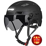 ILM Fahrradhelm mit Visier und LED Licht Mountain&Road Fahrradhelme für Damen...