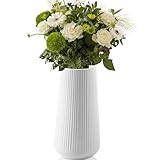 Keramik Vase Weiß FoiiLiio Vasen Deko für Blumen 20 cm Weiße Vasen Modern...