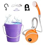 Editbar Campingdusche mit Pumpe – Elektrische Tragbare Duschbrause mit 2200mAh...
