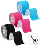 TIDEVAN 3 Rollen Sporttape (5m x 5cm) Kinesiologie Tape Physio Tape Sport Tape...