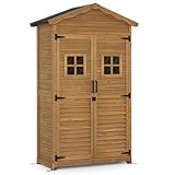 M MCombo Gartenschrank Gartenhaus Holz Wetterfest, Geräteschrank Gerätehaus...