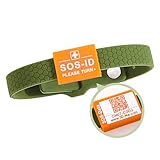 ID-No Sport Notfallarmband aus weichem Silikon mit QR-Code (Olivgrün) –...