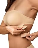 SHARICCA Trägerloser BH Damen ohne Bügel Nahtlos BH ohne Träger Push Up...