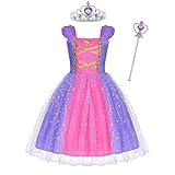 ACWOO Mädchen Prinzessin Kostüm, Rapunzel Lang Kleid Party Cosplay Verkleidung...