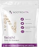 Reishi Pilz Extrakt 180 Kapseln - 2100mg pro Portion (Entspricht 31.500mg Reishi) - 30 Polysacchariden - Hochdosiert Reishi Kapseln | Vegan, Allergen und Gluten Frei Vitalpilz | Nootrovita
