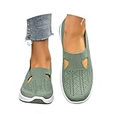 Orthopädische Schuhe Damen Slip on Sneaker Frauen Gewebt Atmungsaktiv...