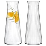 KONZEPT Wasserkaraffe 2er Set, Glaskaraffe 1 liter, geriffelte, Wasser Karaffe...