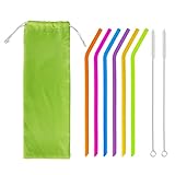 Silikon-Trinkhalme, wiederverwendbar, bunt, flexibel, BPA-frei,...