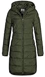 Eight 2 Nine Damen Steppmantel LETN-039 Lange Stepp-Jacke mit Kapuze forest...