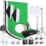FGen Fotostudio Set, Baumwolle Greenscreen Set 2.6Mx3M Fotostudio...
