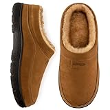 HomeTop Herren Mokassin Hausschuhe Weiche Warme Rutschfeste Memory Schaumstoff Innen Pantoffeln mit flauschigem Futter Kastanie,46-47 EU