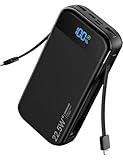 SOUNIX Power Bank 20000 mAh, 22,5 W USB-C Schnellladung, Powerbank mit 2 Kabel,...