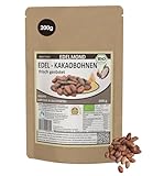 Geröstete Bio Kakaobohnen - Fair Trade, Cadmium geprüft, 200g frische...