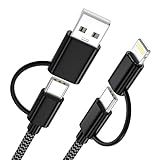 4 in 1 Ladekabel Multi Schnellladekabel 2M, 60W Schnellladen USB C/USB A auf...