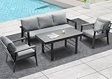 Gartenmöbel Set Aluminium 4 TLG, 3-Sitzer Sofa, 2 x Einzelsessel, 1 x Esstisch,...