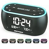 BUFFBEE Nachttisch-Wecker-Radio mit 7-Farben, Dual-Alarm, Snooze, Dimmer,...