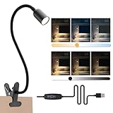 da LIGHT Leselampe Bett Klemme, LED Schreibtischlampe Klemmbar mit 3...