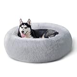 BEDSURE Hundebett waschbar Flauschiges Hundebett - Ø 91 cm Donut Hundebett für...